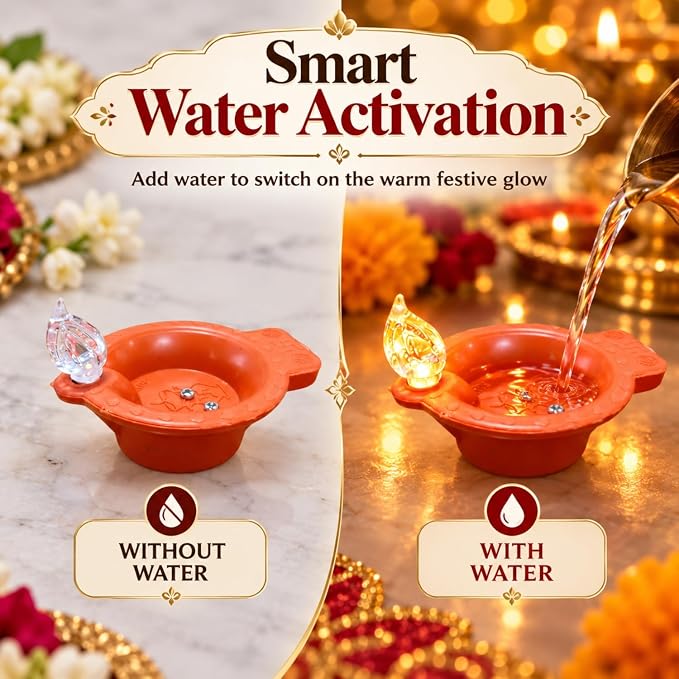 Water-Activated Reusable Diya (12 pieces)