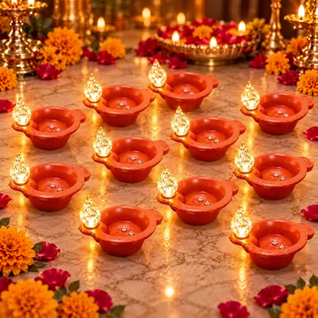 Water-Activated Reusable Diya (12 pieces)